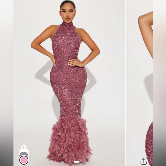 Pink Ruffled Halter Prom Gown - Picture 4 of 4